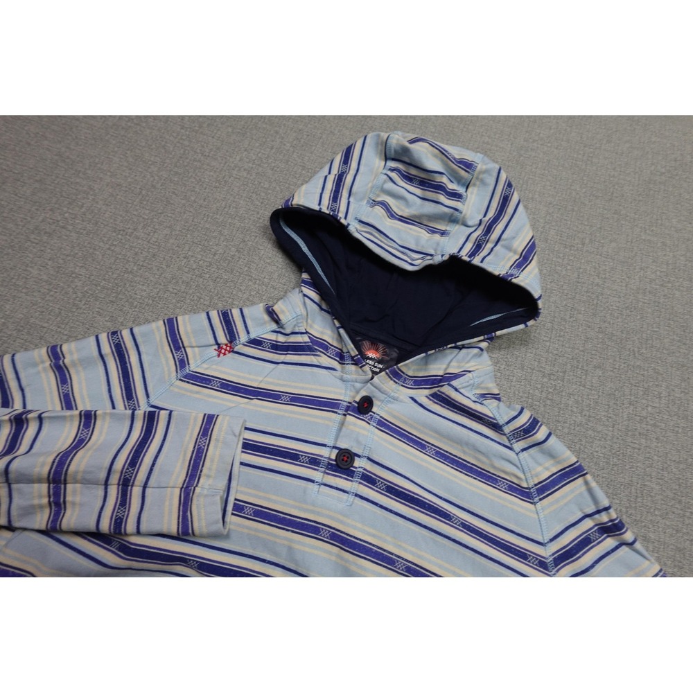 Rhone Hoodie Mens Large Blue Stripe Endless Sun Lightweight Hooded Henley